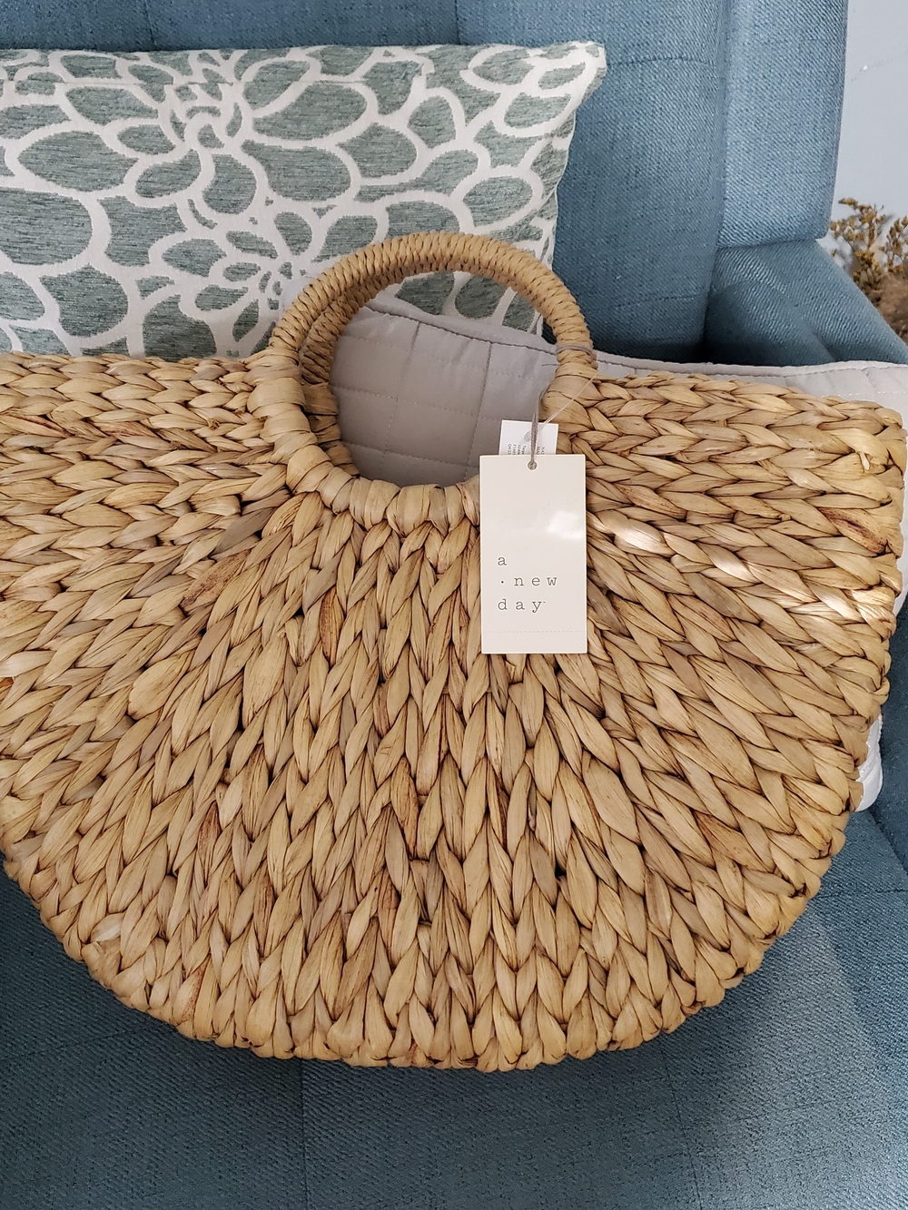 a new day Natural Tan Woven Half-Moon Tote